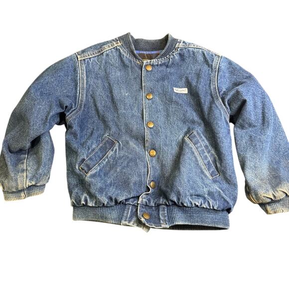 VTG 80's-90's Rare Guess Denim Spell Out Jacket Size Kids XL 6 - 6X/7 flannel - Picture 8 of 16